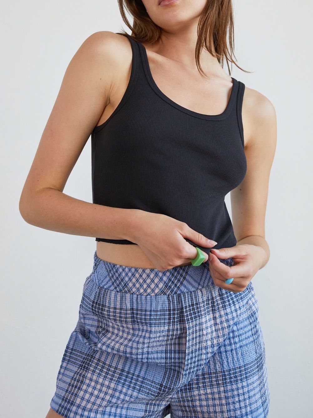 Aritzia Sunday Best Carey Ribbed Cropped Tank, Black, Large, Article 78298